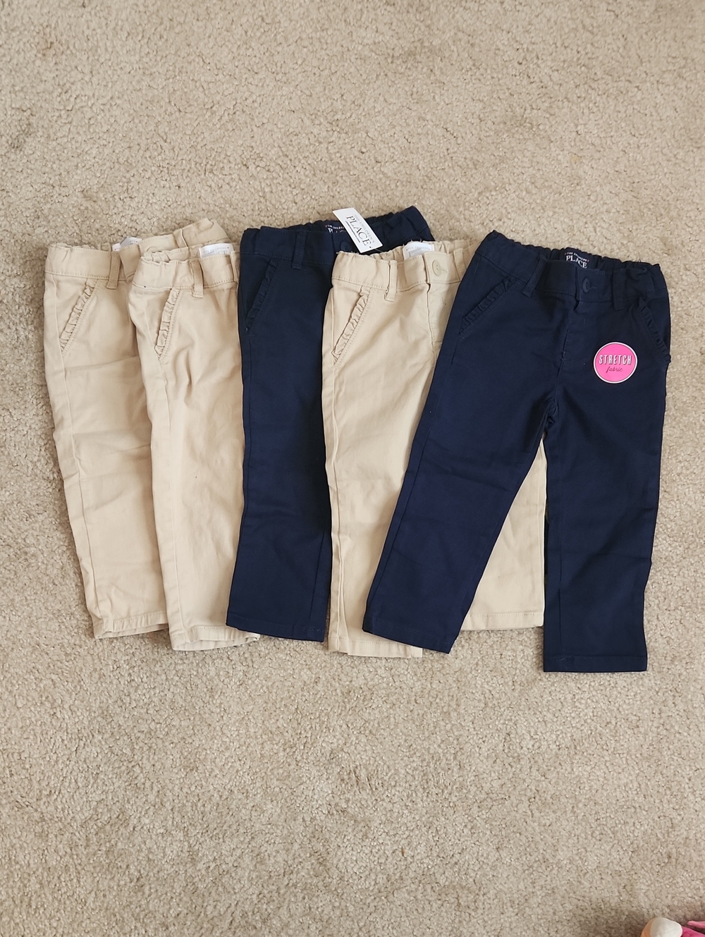 The Children's Place Girls' 2T Stretch Chino Pants - Navy and Khaki
